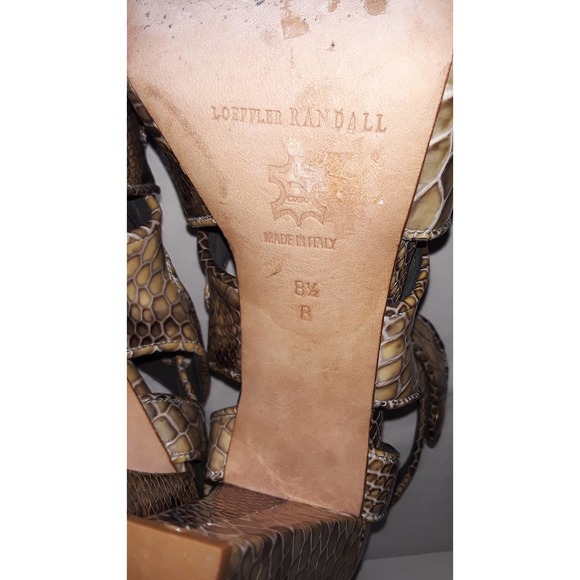 Loeffler Randall Sz 8.5B Tan, Cream & Grey Embossed Platform Sandals - Picture 10 of 14